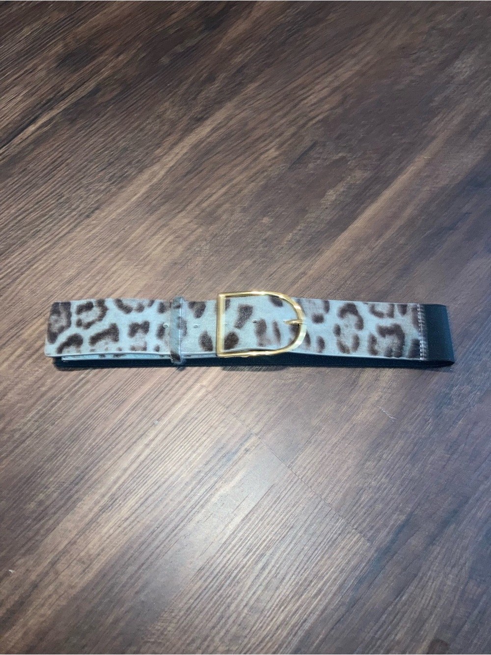 BCBG Maxazria women’s blue cheetah print leather belt size s